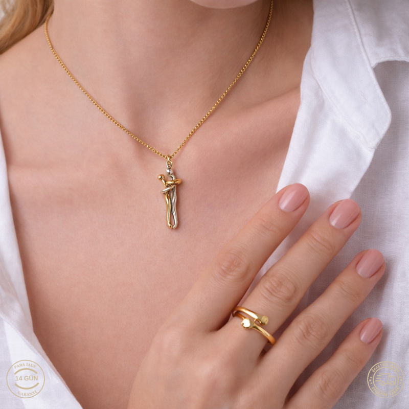 Sarılan Ruh Çift Kolyesi